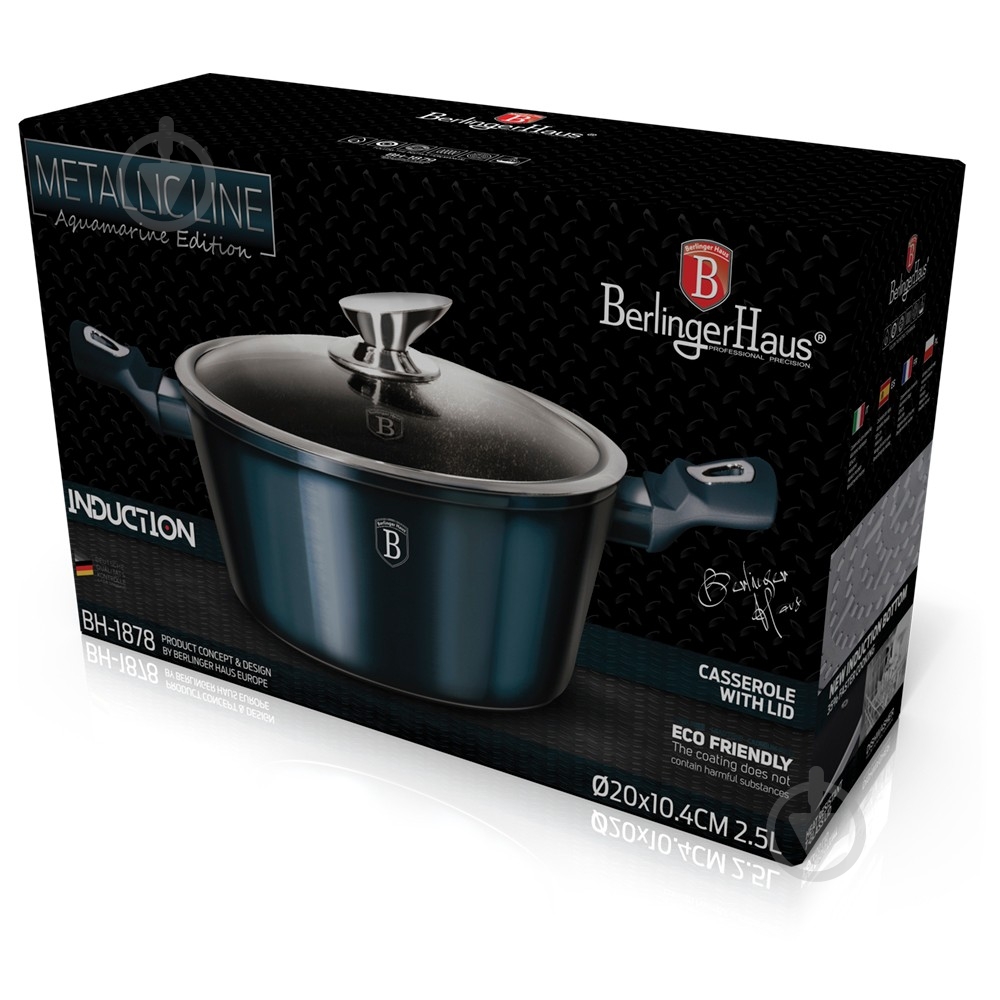 Каструля з кришкою Berlinger Haus Metallic Line AQUAMARINE Edition 2,2 л BH 1878 - фото 2