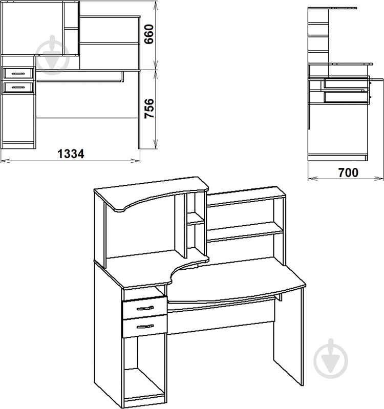 Стол компьютерный Комфорт-4 бук - фото 3 Стол компьютерный Комфорт-4 бук - фото 3