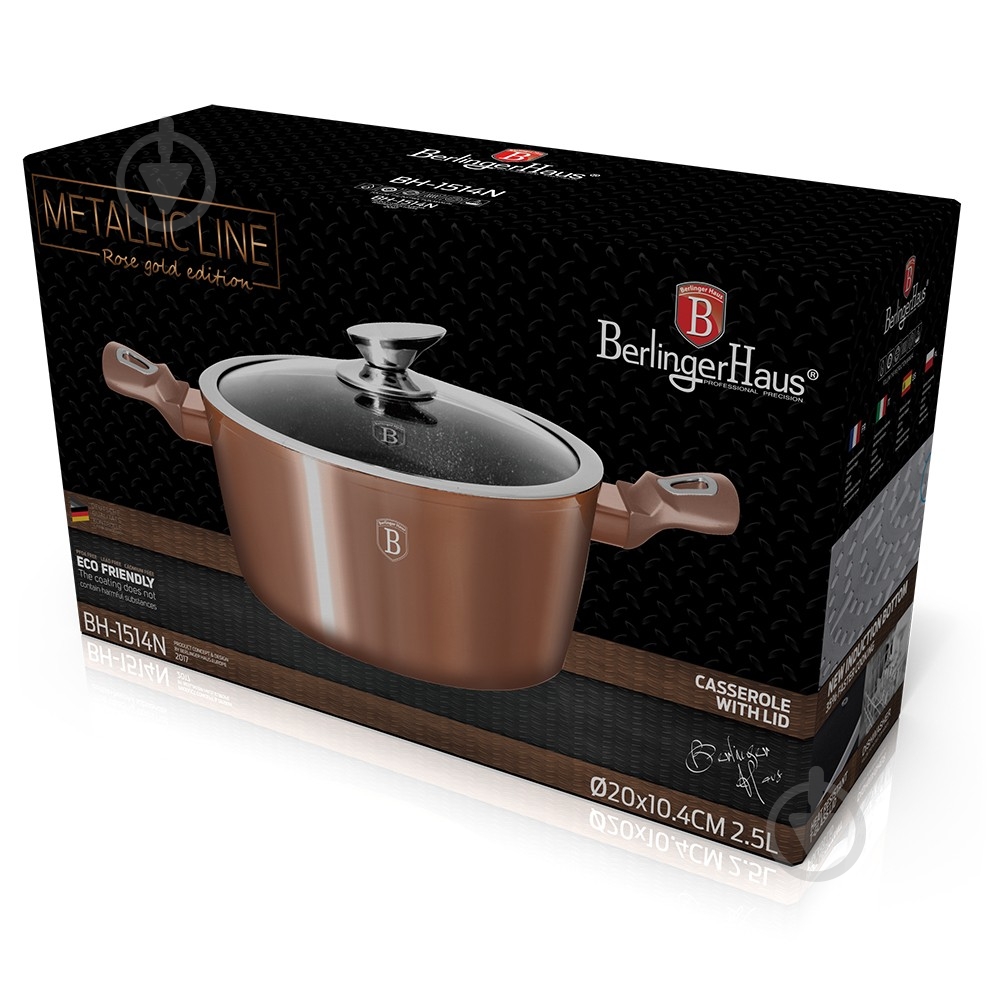 Кастрюля с крышкой Berlinger Haus Metallic Line ROSE GOLD Edition 2,5 л BH 1514N - фото 3