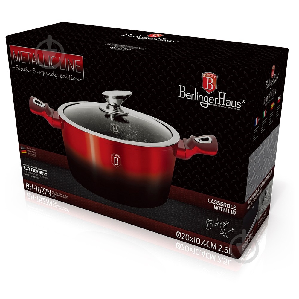 Каструля з кришкою Berlinger Haus Metallic Line BLACK BURGUNDY Edition 2,5 л BH 1627N - фото 2