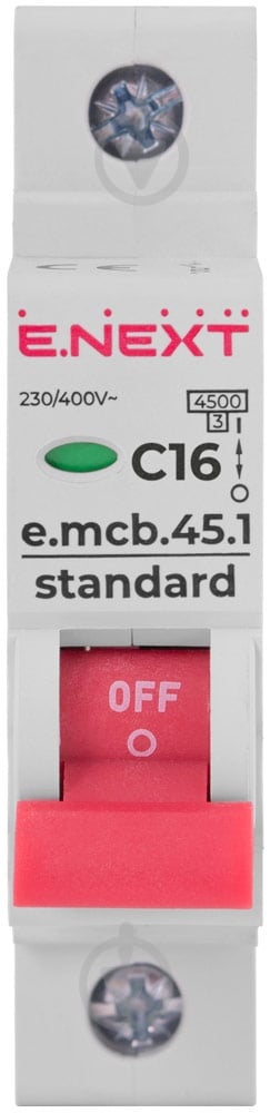 Автоматичний вимикач E.NEXT e.mcb.stand.45.1.C16, 1р, С, 16А, 4.5 кА s002008 - фото 2