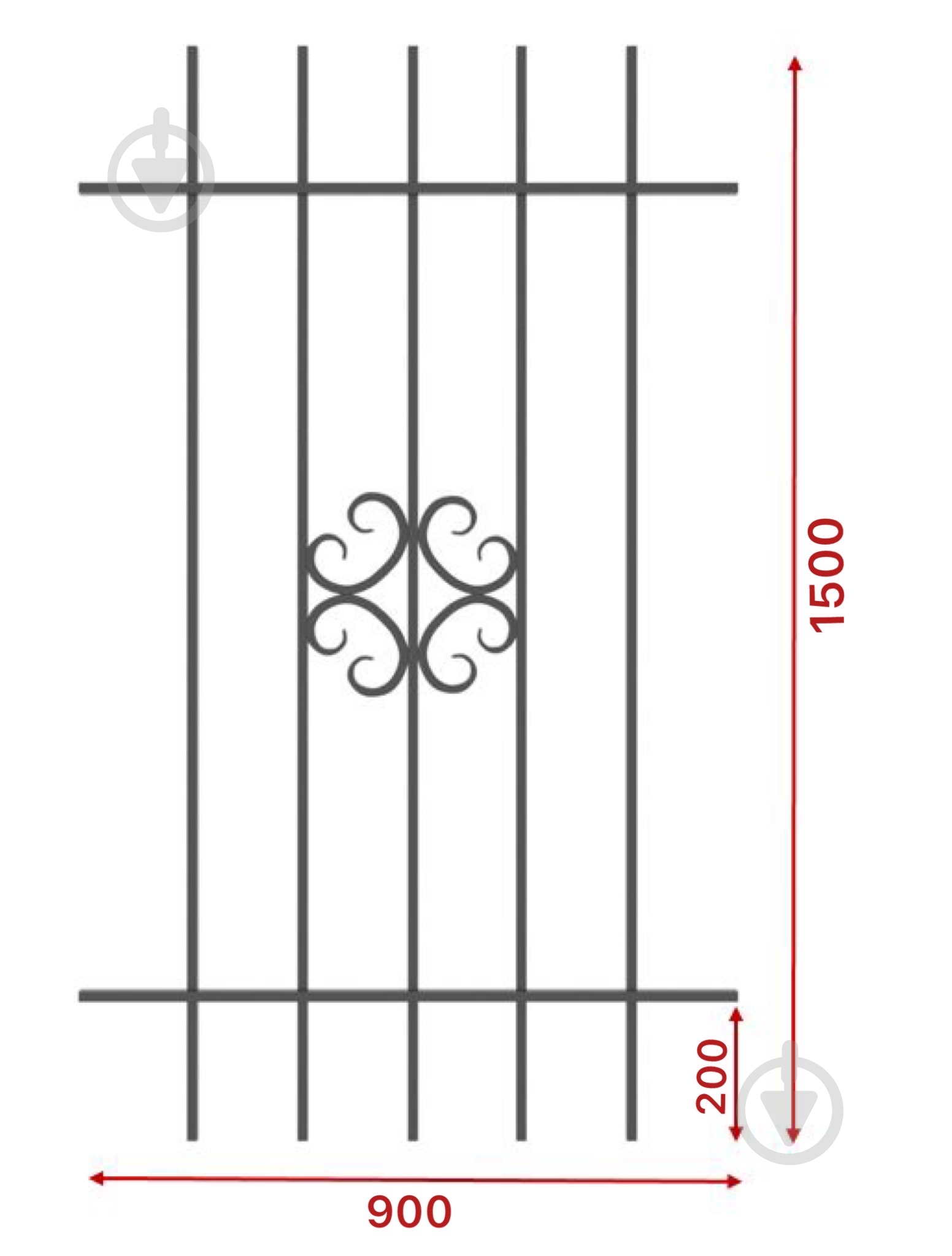 Решітка на вікно Укрітарм 900х1500 мм (304/2) - фото 3