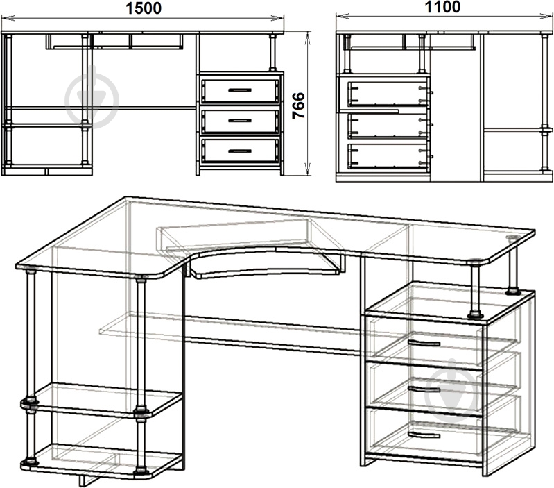 Стол компьютерный СУ-4 бук - фото 3