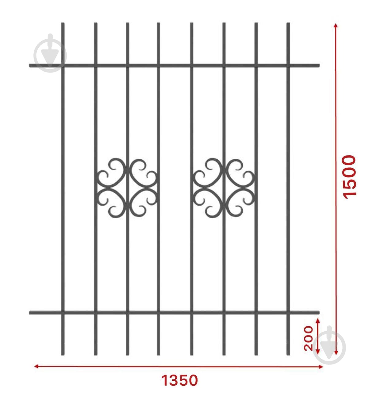 Решетка на окно Укритарм 1350х1500 мм (304/5) - фото 3