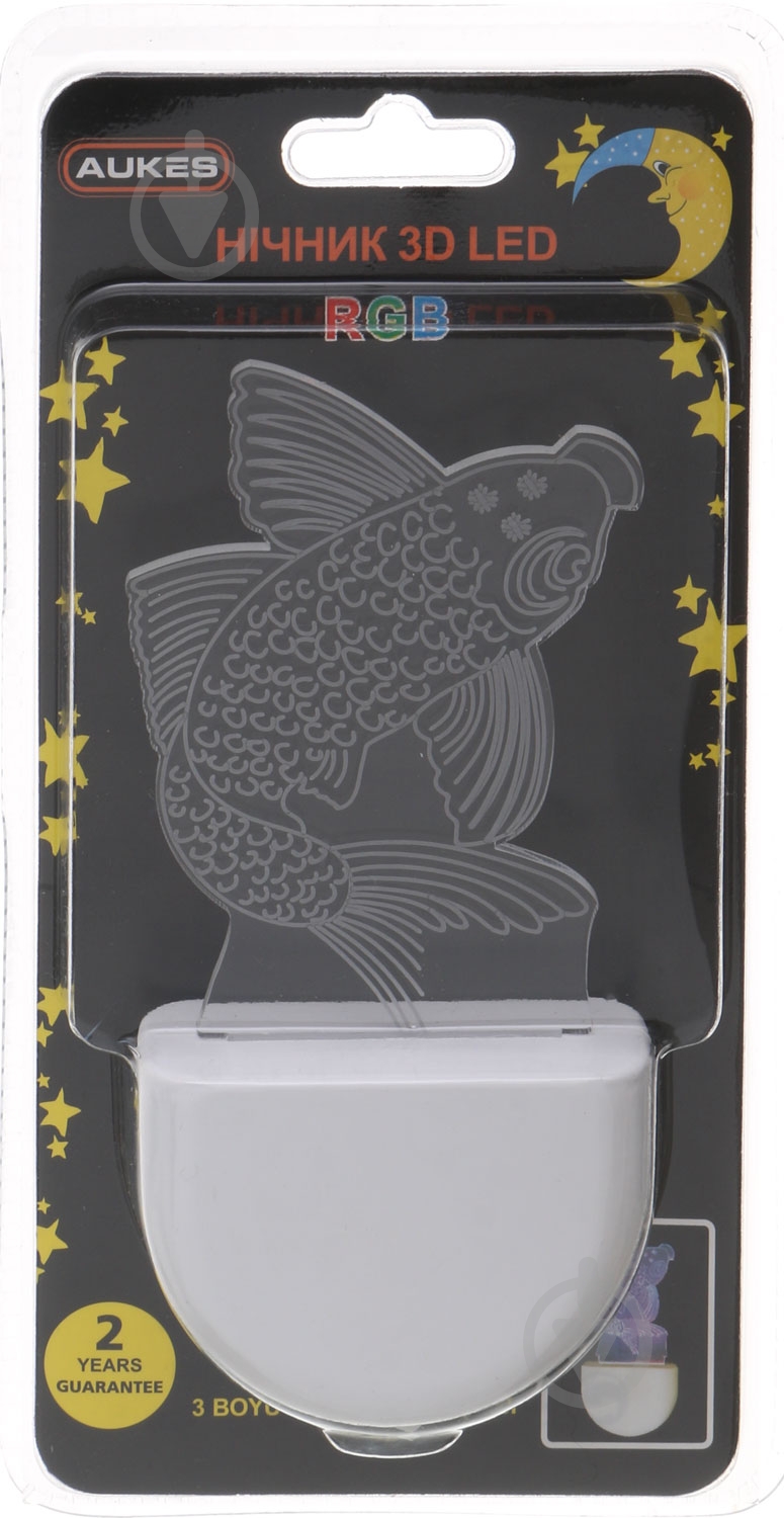 Ночник 3D Led Aukes Рыбка 3D LED RGB 0,5 Вт белый - фото 4