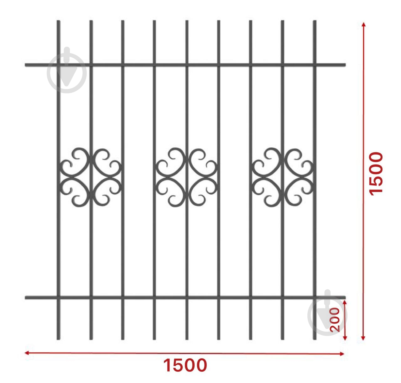 Решетка на окно Укритарм 1500х1500 мм (304/6) - фото 3
