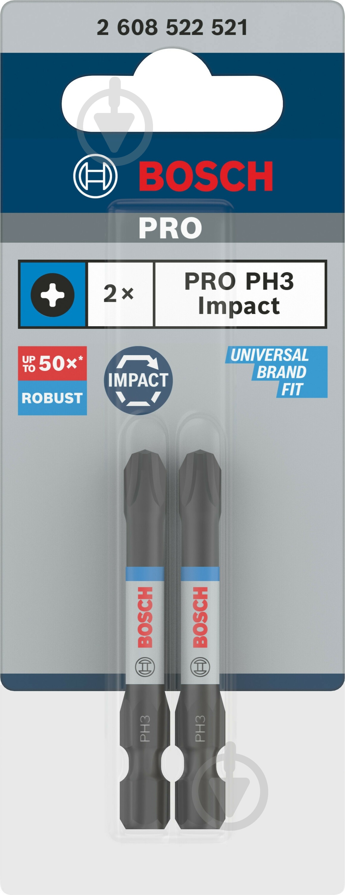 Бита Bosch PRO Impact PH3 55 мм 2 шт. 2608522521 - фото 3