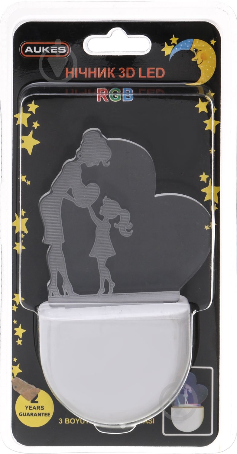 Ночник 3D Led Aukes Детство 3D LED RGB 0,5 Вт белый - фото 4