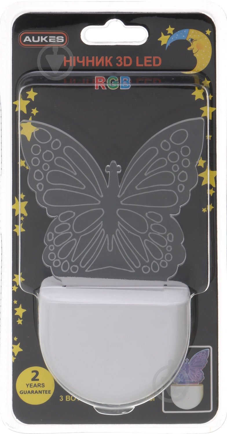 Ночник 3D Led Aukes Бабочка 3D LED RGB 0,5 Вт белый - фото 4 Ночник 3D Led Aukes Бабочка 3D LED RGB 0,5 Вт белый - фото 4