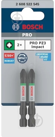 Біта Bosch PRO Impact PZ3 55 мм 2 шт. 2608522545 - фото 2 Біта Bosch PRO Impact PZ3 55 мм 2 шт. 2608522545 - фото 2