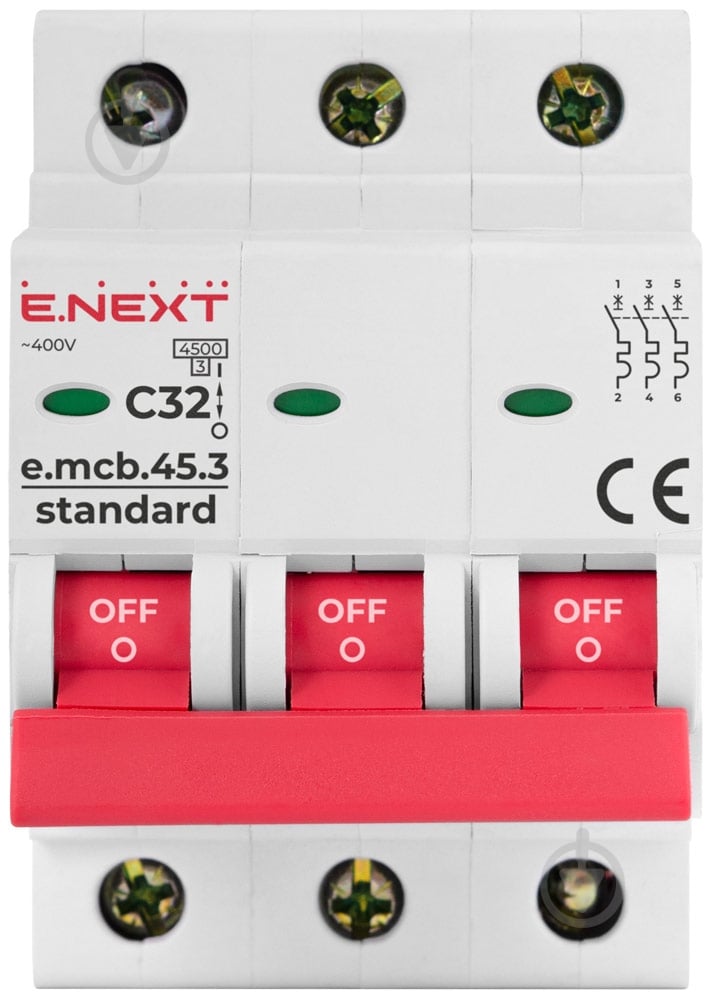 Автоматический выключатель E.NEXT e.mcb.stand.45.3.C32, 3р, С32А, 4.5 кА s002034 - фото 2
