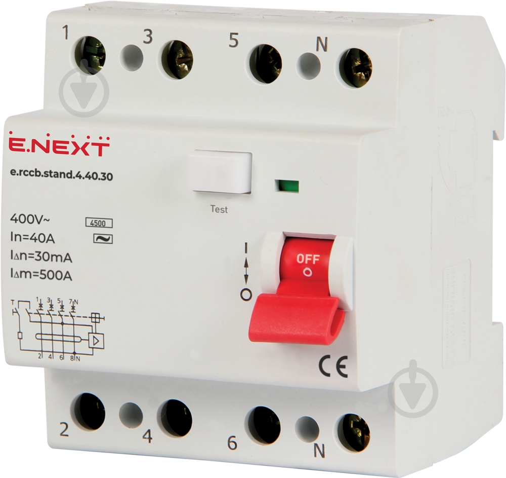 Дифференциальный автомат E.NEXT (e.rccb.stand.4.40.30) 4р 40 А 30 мА s034004 - фото 1