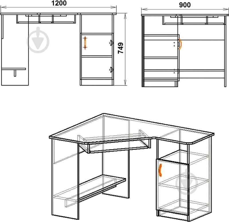 Стол компьютерный Компанит СУ-13 дуб сонома - фото 3