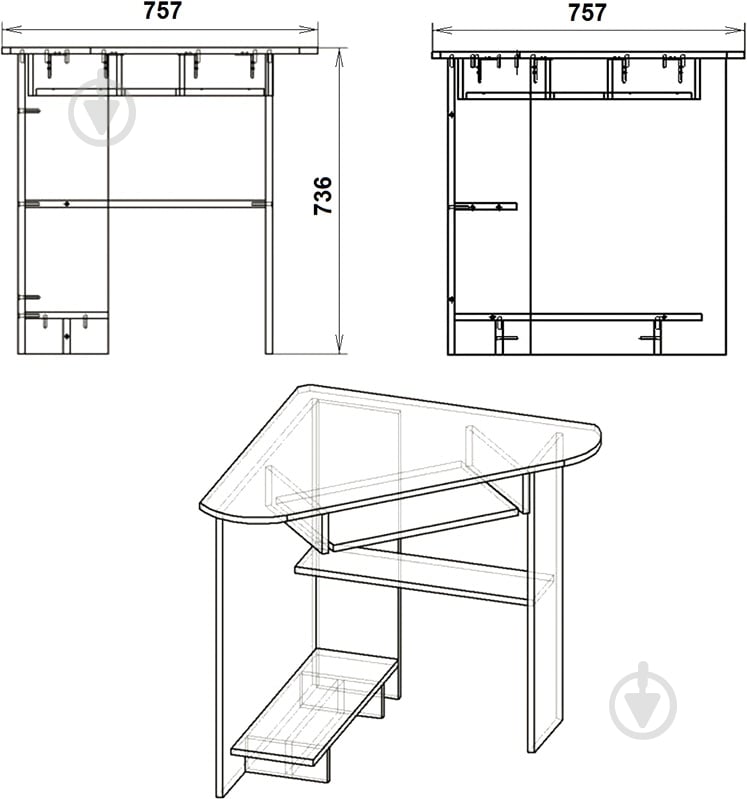 Стол компьютерный Компанит СУ-15 дуб сонома - фото 3