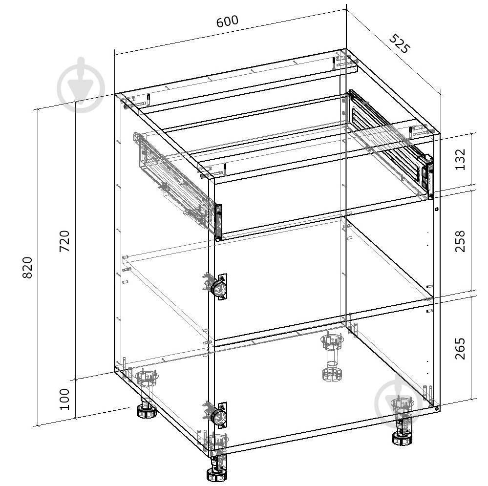Тумба нижняя Грейд с метабоксом (стандарт) 600x820x522 мм серый - фото 2 Тумба нижняя Грейд с метабоксом (стандарт) 600x820x522 мм серый - фото 2
