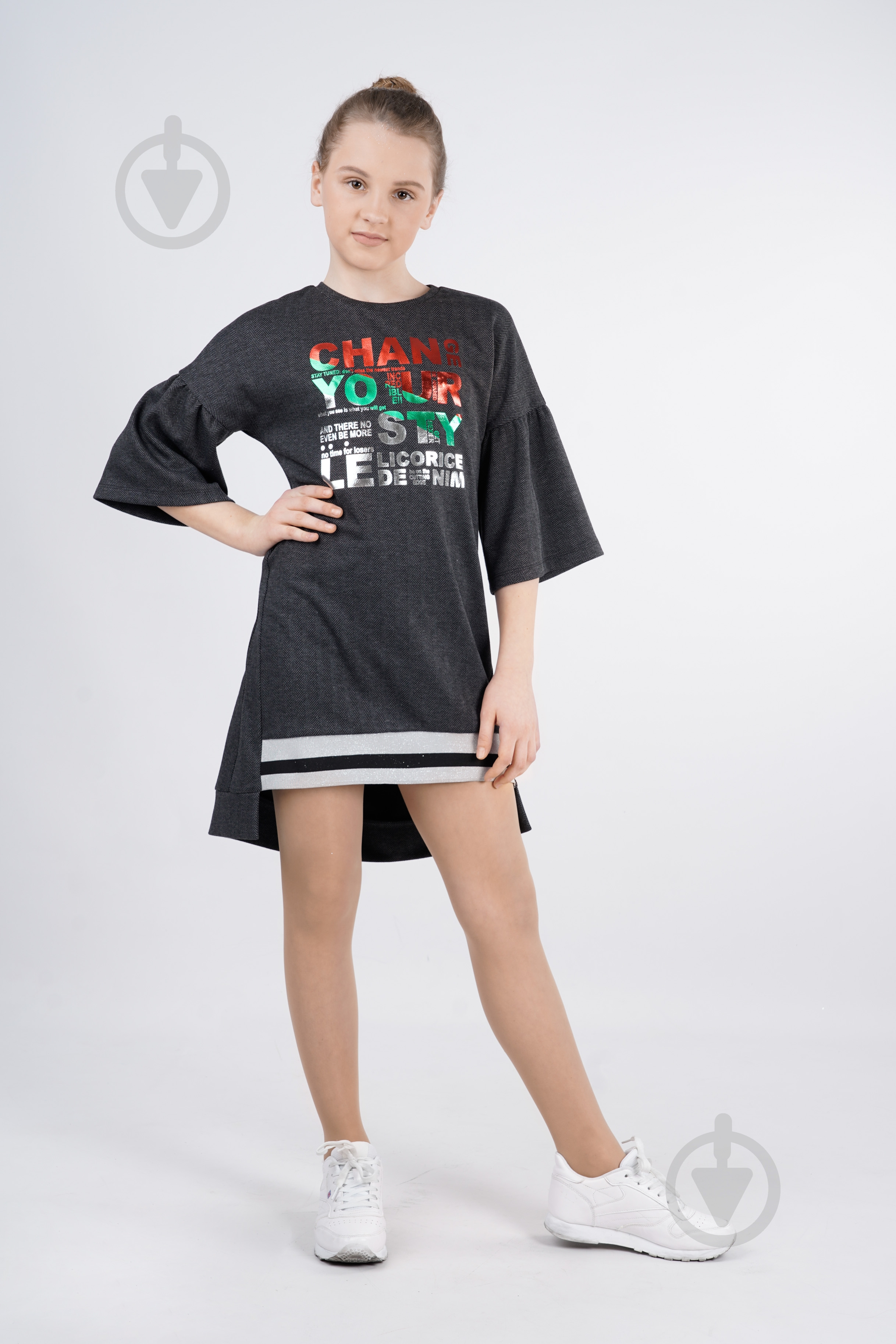 Платье Sasha р.146 серый 4258 - фото 3 Платье Sasha р.146 серый 4258 - фото 3