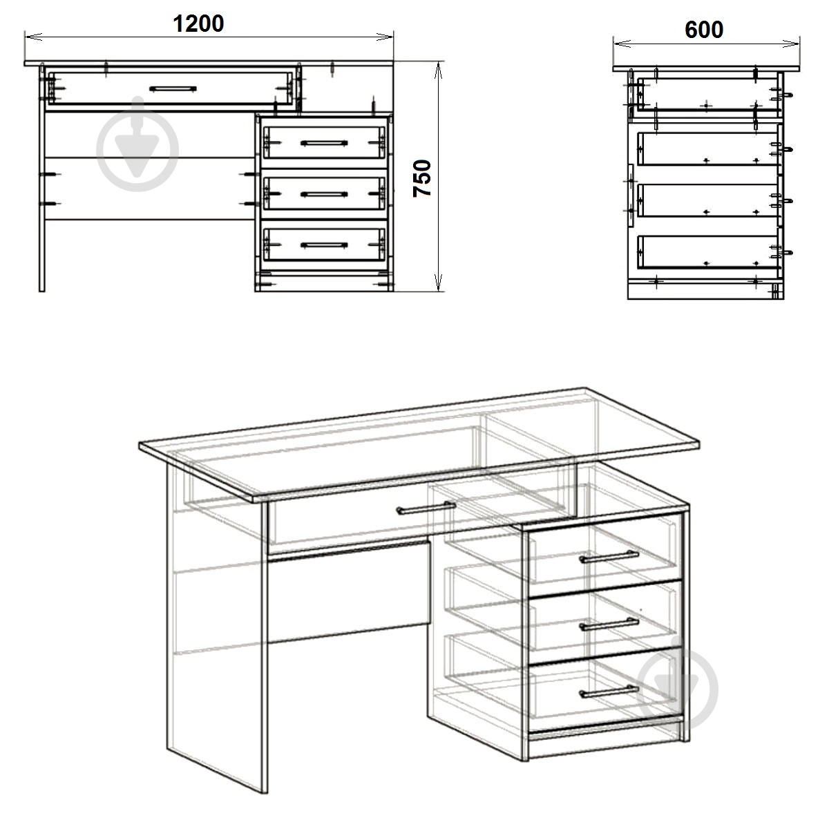 Стіл письмовий Компаніт Студент-2 вільха - фото 2 Стіл письмовий Компаніт Студент-2 вільха - фото 2
