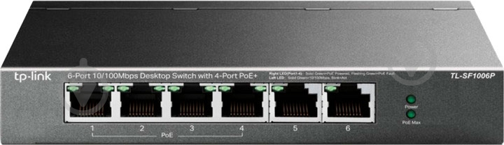 Коммутатор TP-Link TL-SF1006P 6PORT 10/100M 4P POE+ TP-LINK - фото 2 Коммутатор TP-Link TL-SF1006P 6PORT 10/100M 4P POE+ TP-LINK - фото 2