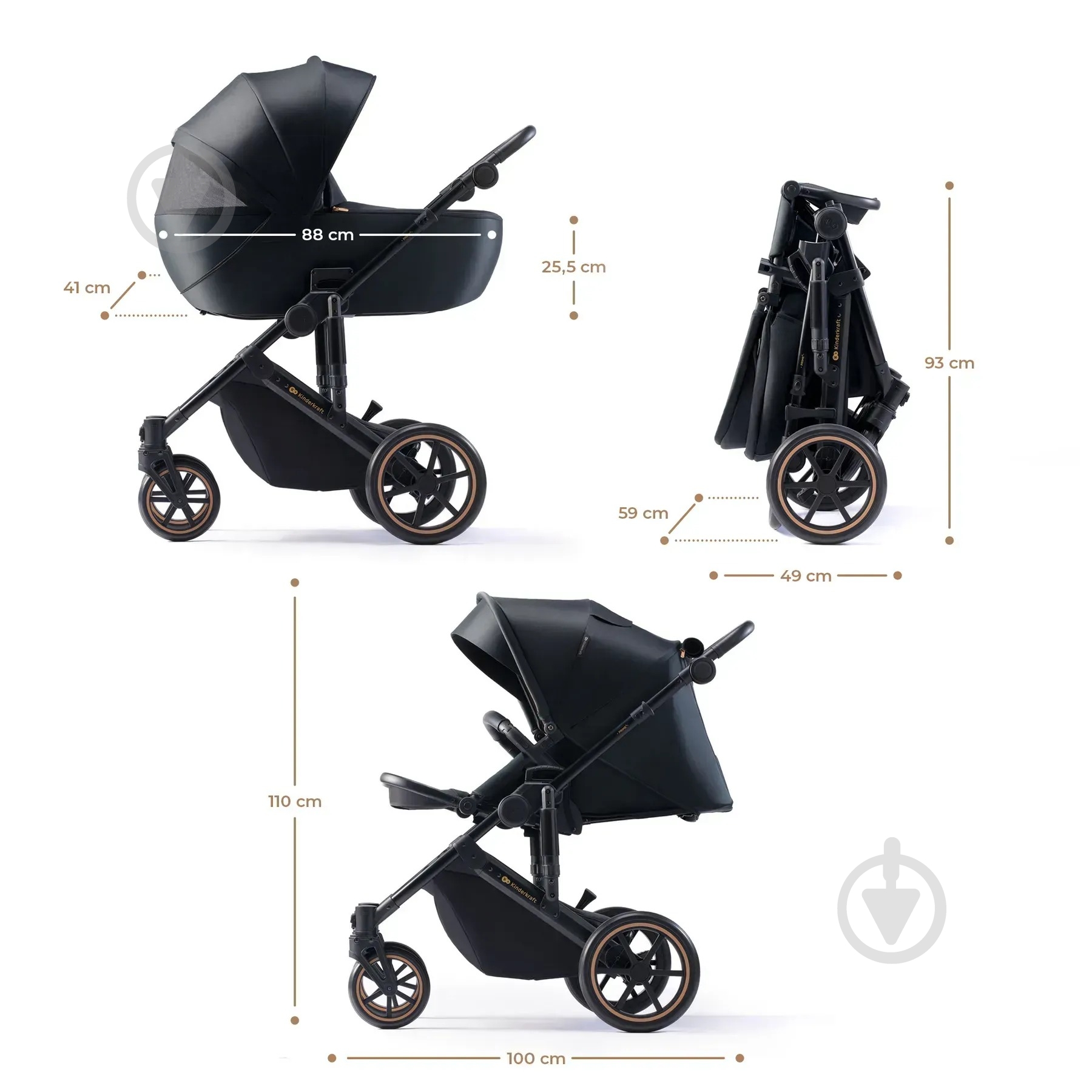 Коляска универсальная Kinderkraft 2в1 PRIME 2 черный KSPRIM02BLK2000 - фото 3