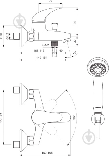 Смеситель для ванны Vidima Orion B4227AA - фото 7 Смеситель для ванны Vidima Orion B4227AA - фото 7