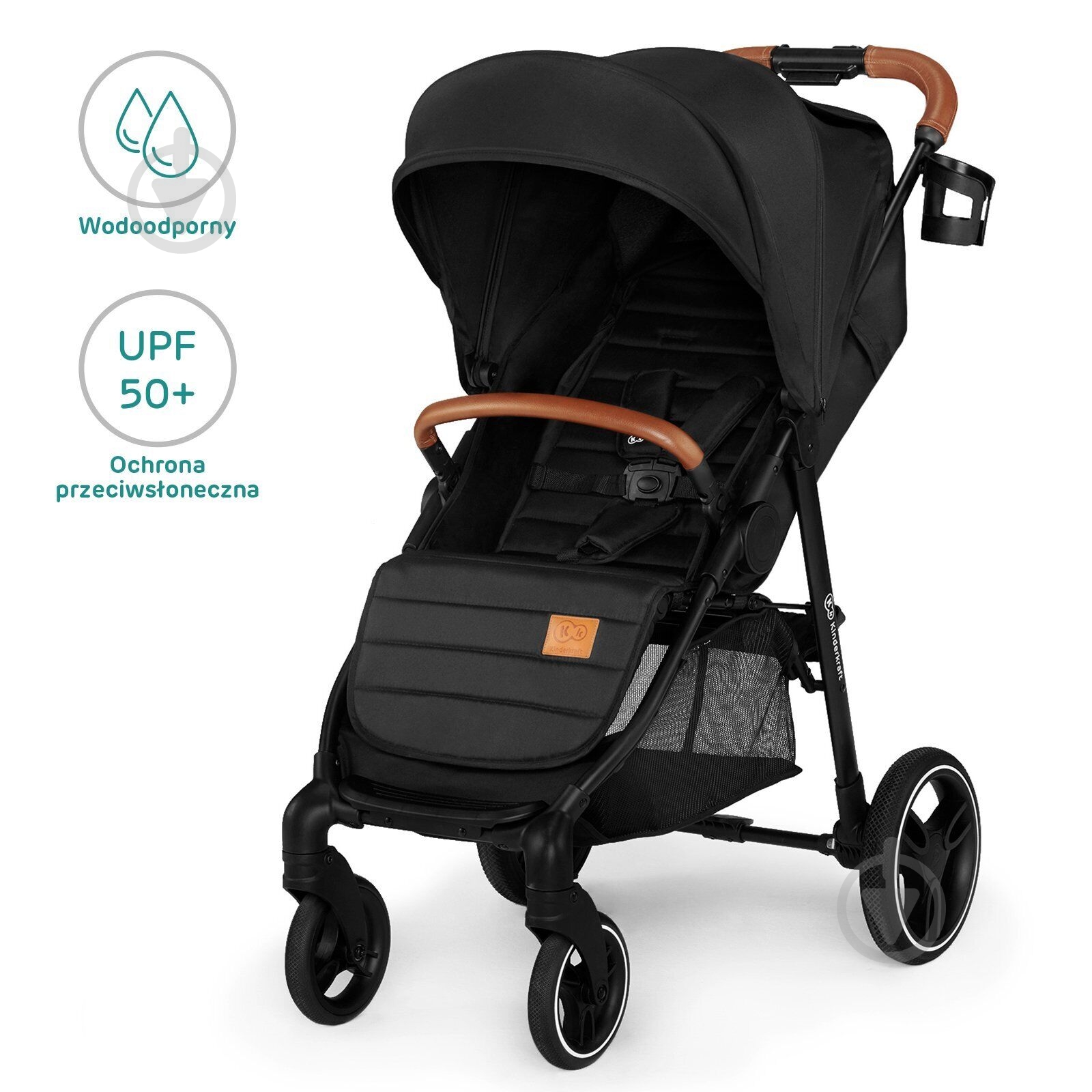 Коляска прогулочная Kinderkraft GRANDE LX Черная - фото 2