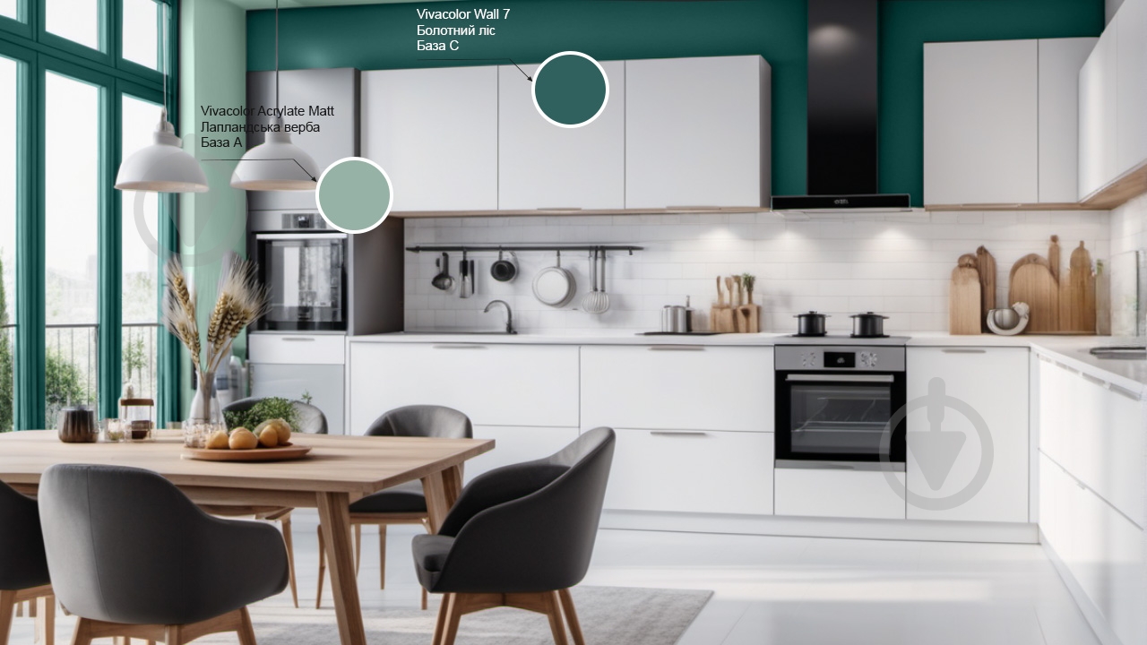 Краска интерьерная латексная Vivacolor Wall 7 C мат Болотный лес M370 0,9 л - фото 3