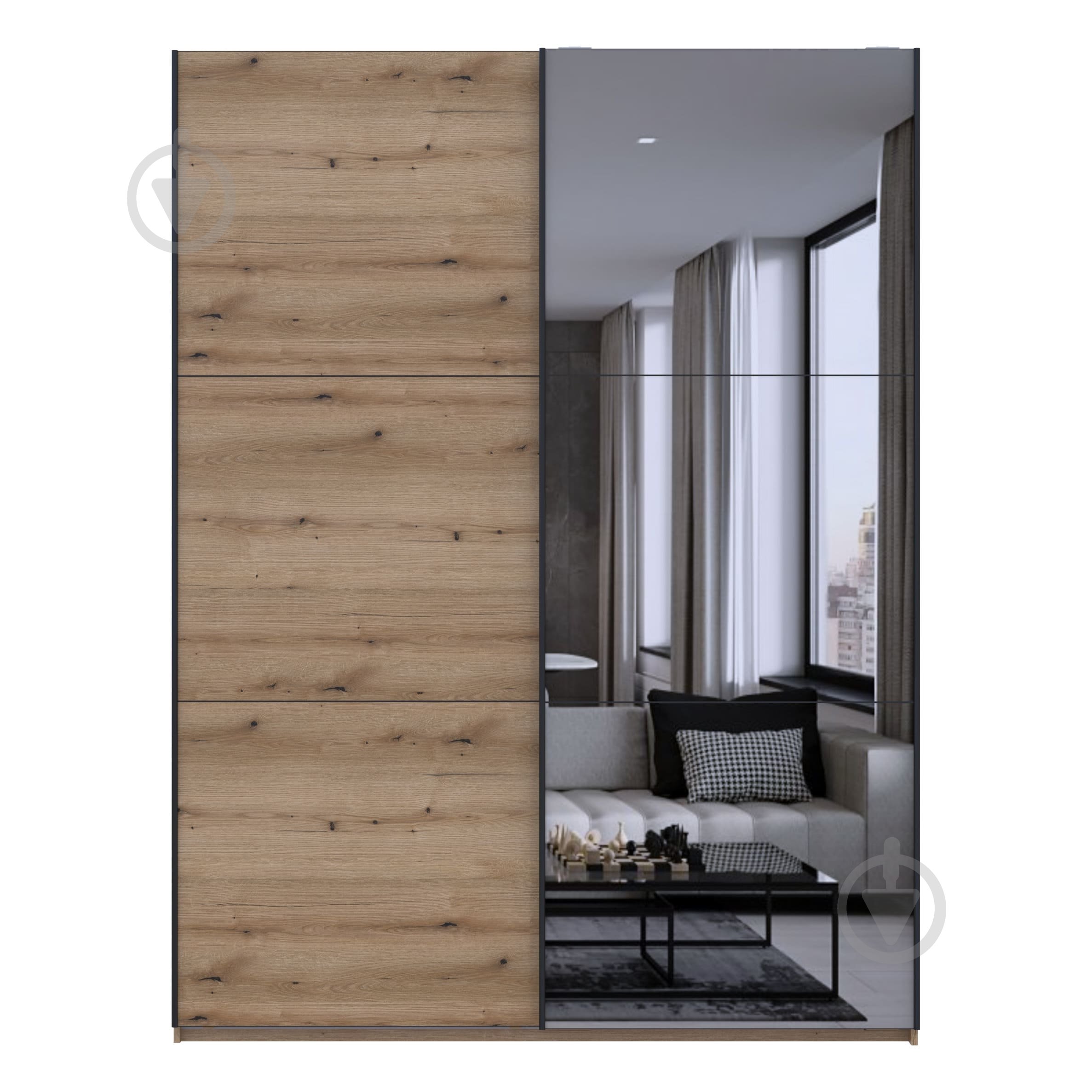 Шафа-купе G-Caiser 1 Doros ДСП 1,8 м 1800x600x2400 мм дуб евок прибережний двері ДСП/дзеркало - фото 3