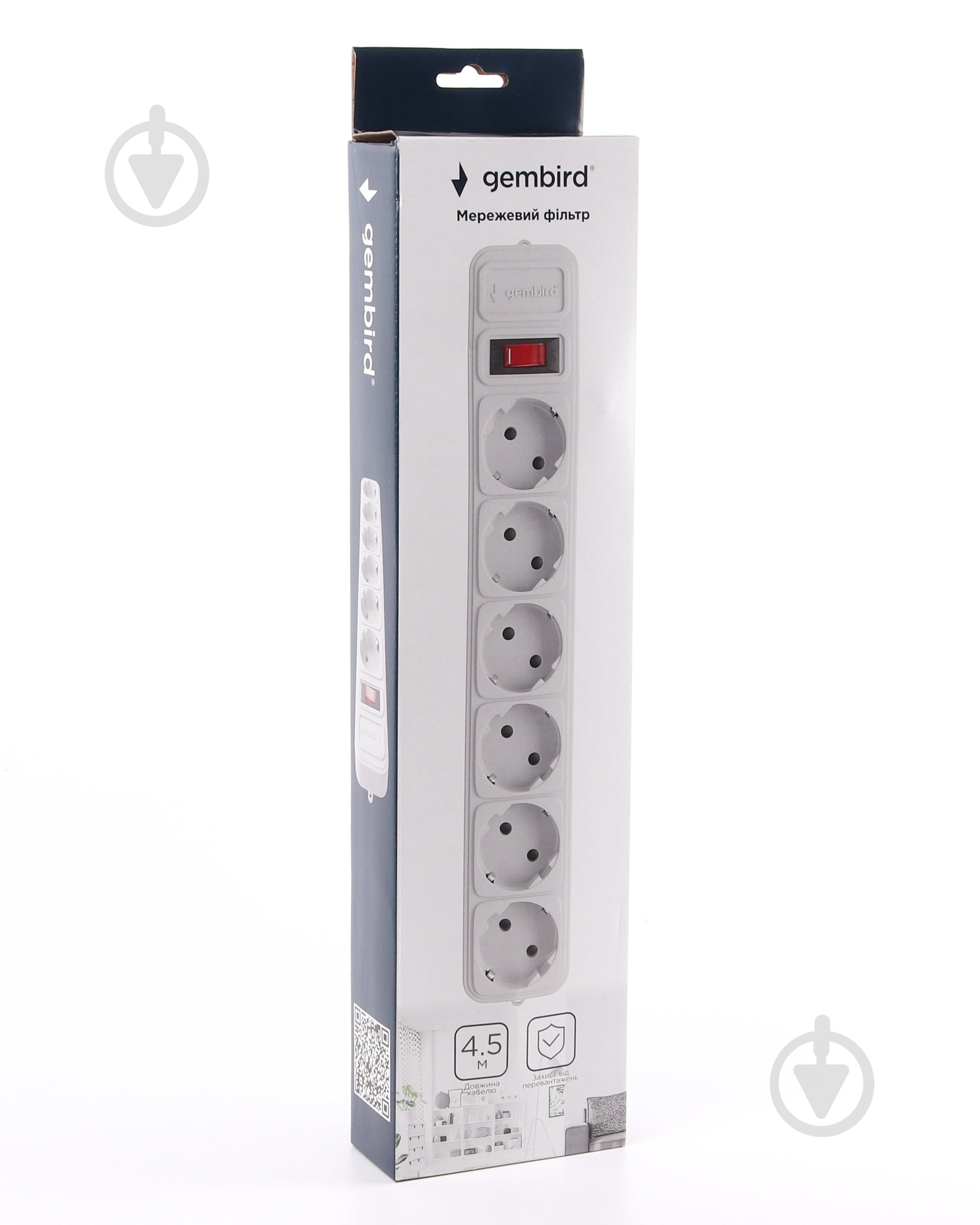 Сетевой фильтр Gembird с заземлением 6 гн. серый 4,5 м SPG6-G-15G - фото 2