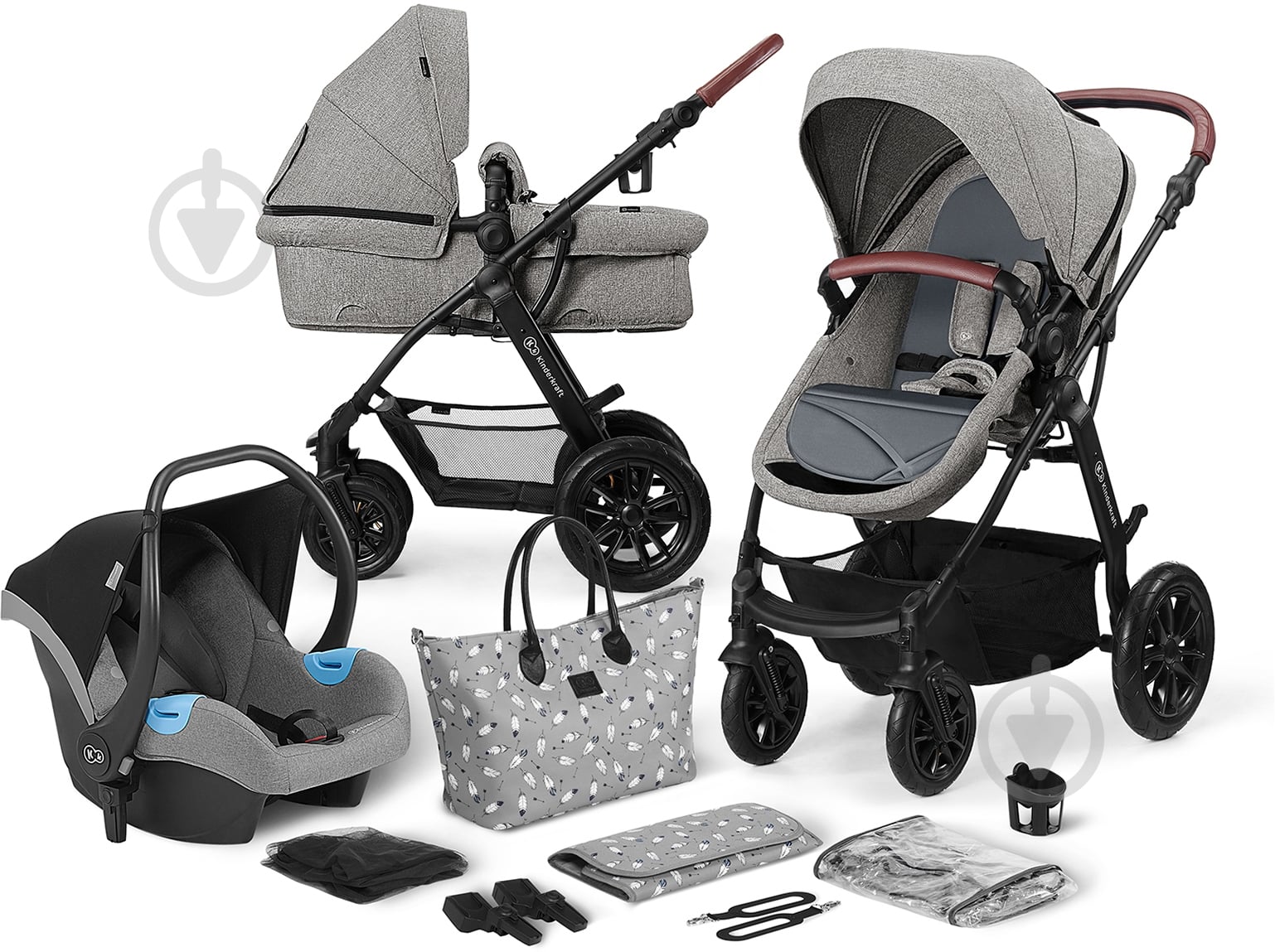 Коляска 3 в 1 Kinderkraft XMOOV Серая - фото 1