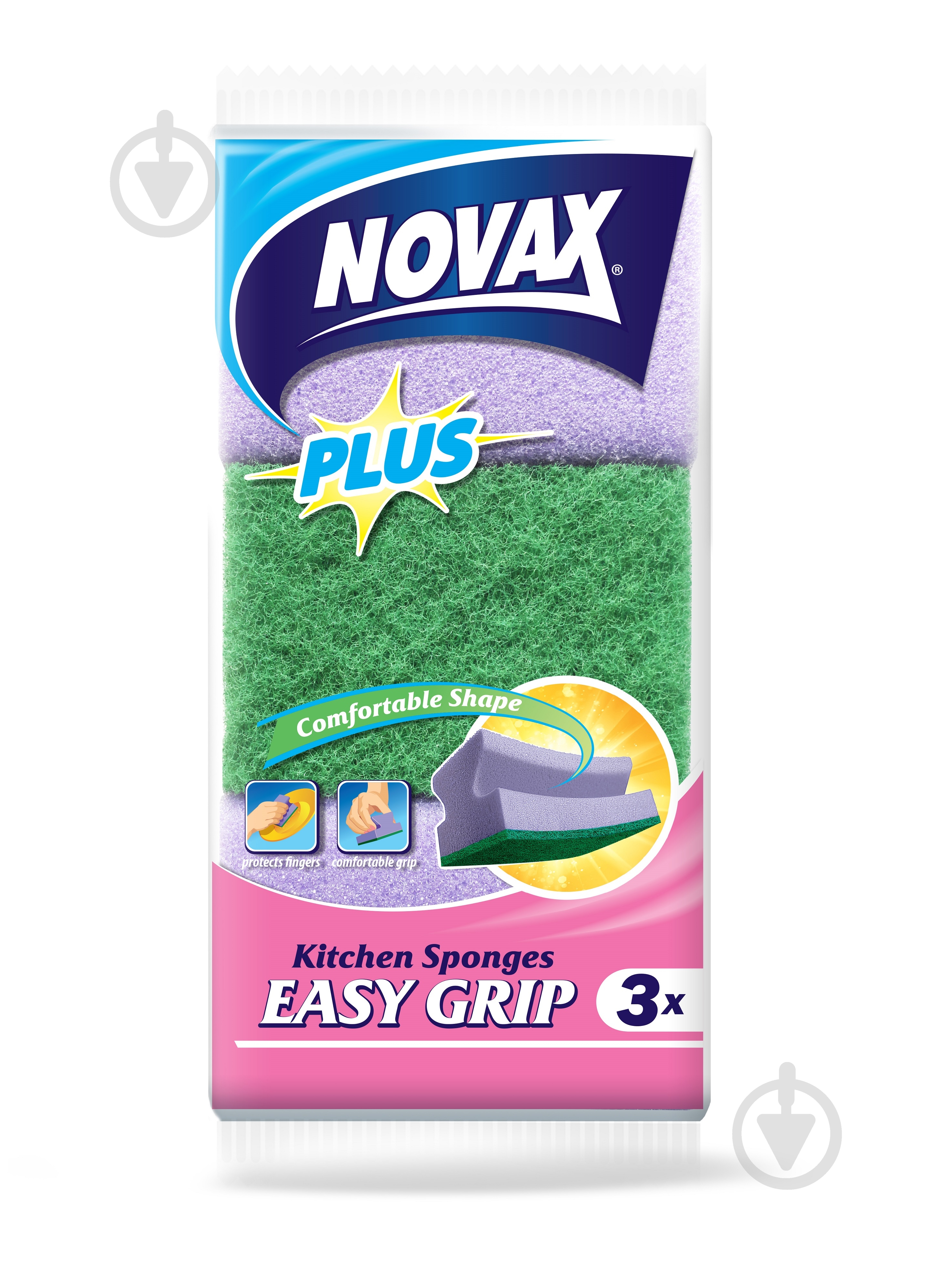 Губка для посуды Novax Easy Grip 3 шт. - фото 1 Губка для посуды Novax Easy Grip 3 шт. - фото 1