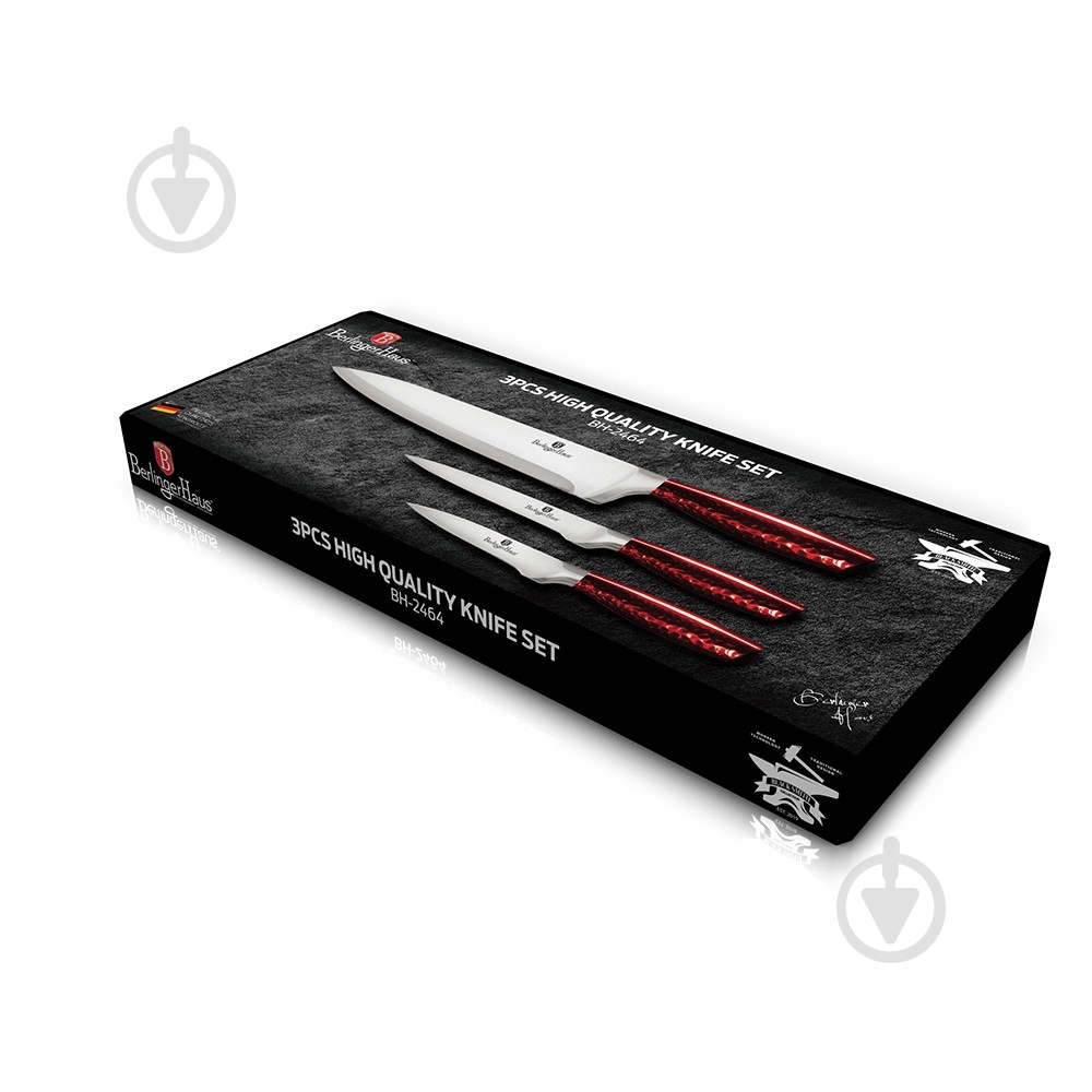 Набор ножей Berlinger Haus Metallic Line BURGUNDY Edition 3 предмета BH 2464 - фото 1