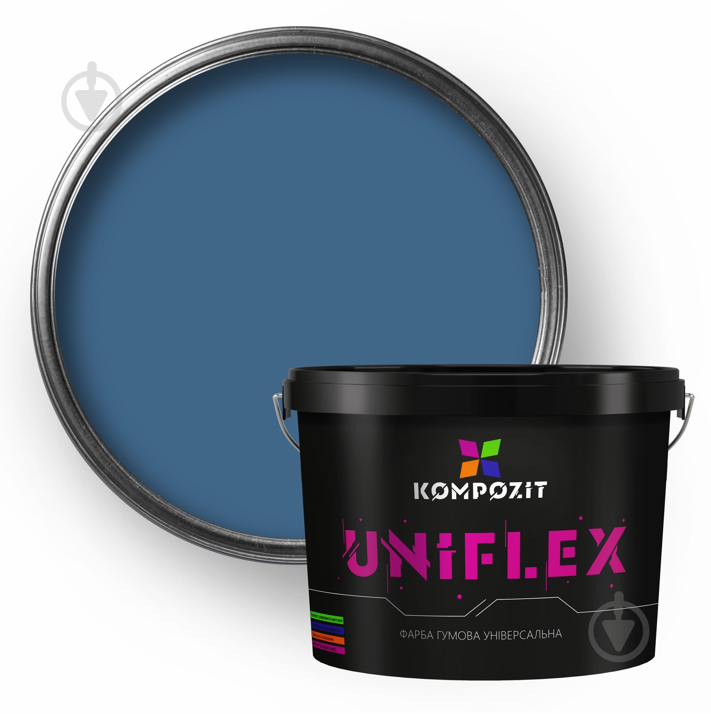 Краска универсальная резиновая Kompozit UNIFLEX мат RAL 5023 3,5 кг - фото 1