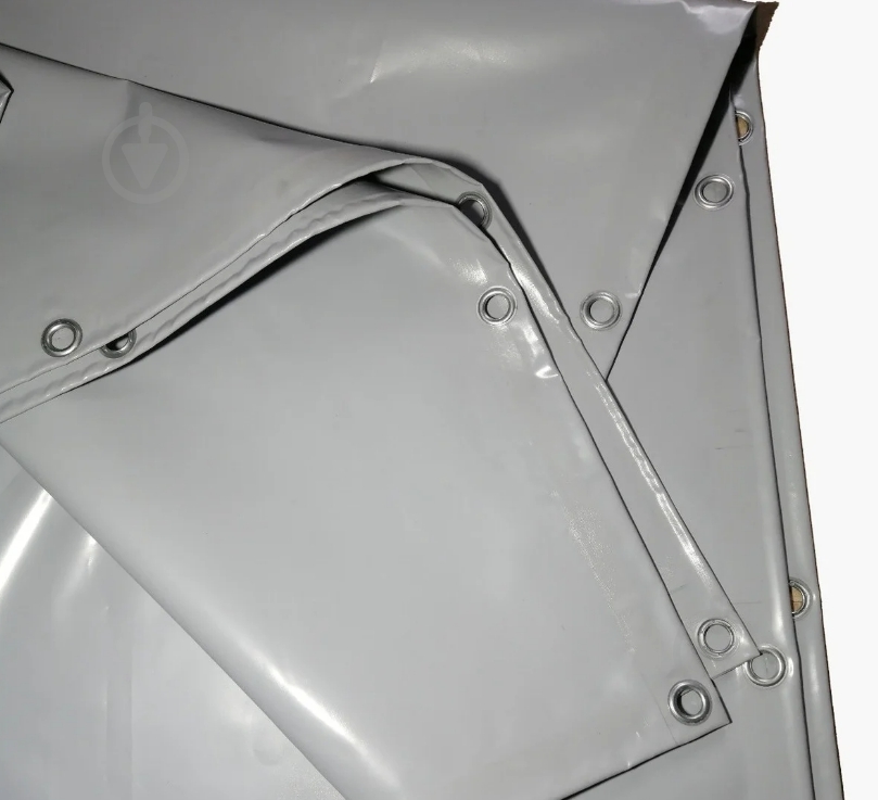 Тент универсальный Техно Тент Плюс водонепроницаемый ПВХ 650 г/м² с люверсами 2,40х3 м серый - фото 2 Тент универсальный Техно Тент Плюс водонепроницаемый ПВХ 650 г/м² с люверсами 2,40х3 м серый - фото 2