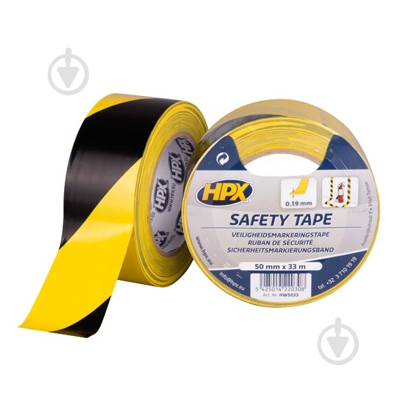 Стрічка сигнальна HPX Safety Tape самоклейка 33 м - фото 1