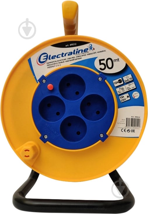 Подовжувач на котушці Electraline без заземлення 4 гн. жовтий 50 м 49012 - фото 1