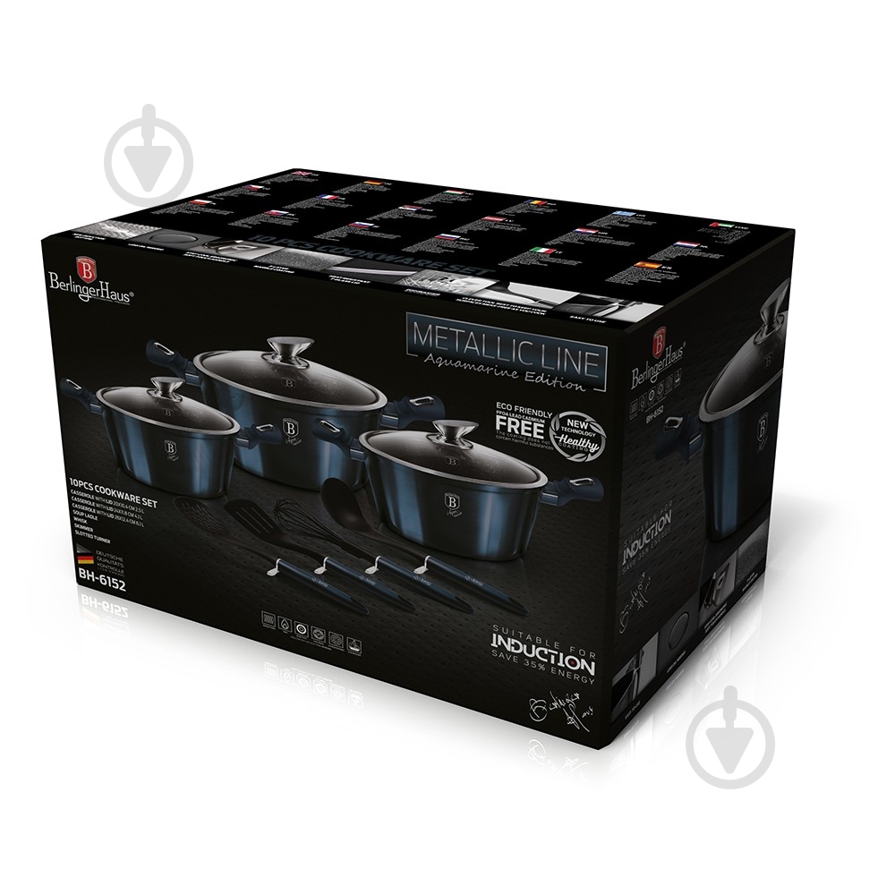 Набор посуды Berlinger Haus Metallic Line AQUAMARINE Edition 10 предметов BH 6152 - фото 2