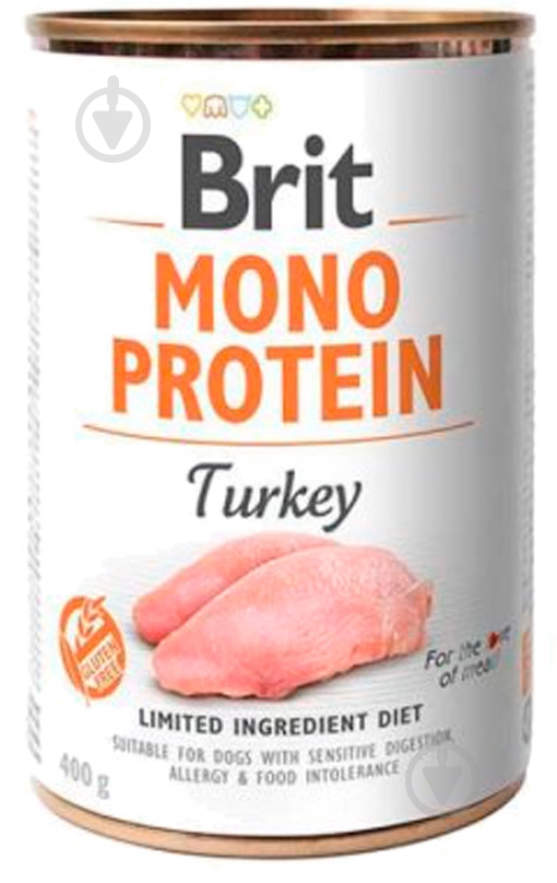 Консерва для усіх порід Brit Care Mono Protein з індичкою, 400г, для собак 400 г - фото 1
