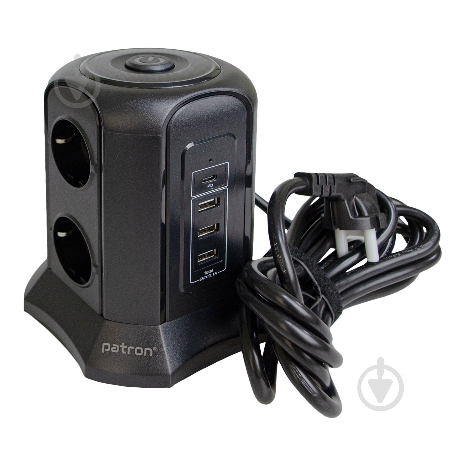 Мережевий фільтр Patron Power 3хUSB 1хUSB-C вежа 16А 250В із заземленням 6 гн. чорний 3 м EXT-PN-SP-1663-USBT - фото 2
