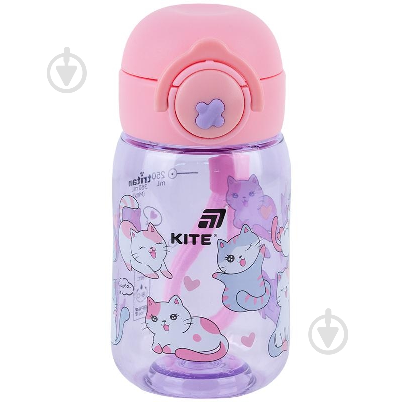 Бутылка для воды KITE 1235-1 360 мл Cats фиолетовая с розовым - фото 1