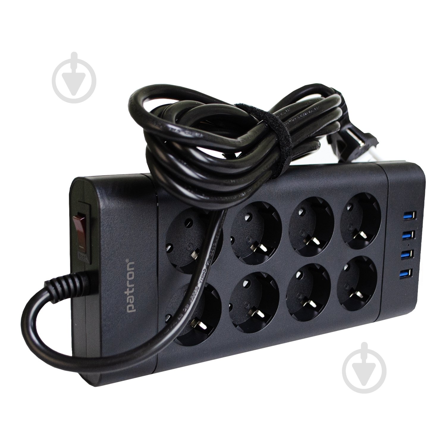 Мережевий фільтр Patron Power 4хUSB 16А 250В із заземленням 8 гн. чорний 3 м EXT-PN-SP-1683-USB - фото 2 Мережевий фільтр Patron Power 4хUSB 16А 250В із заземленням 8 гн. чорний 3 м EXT-PN-SP-1683-USB - фото 2