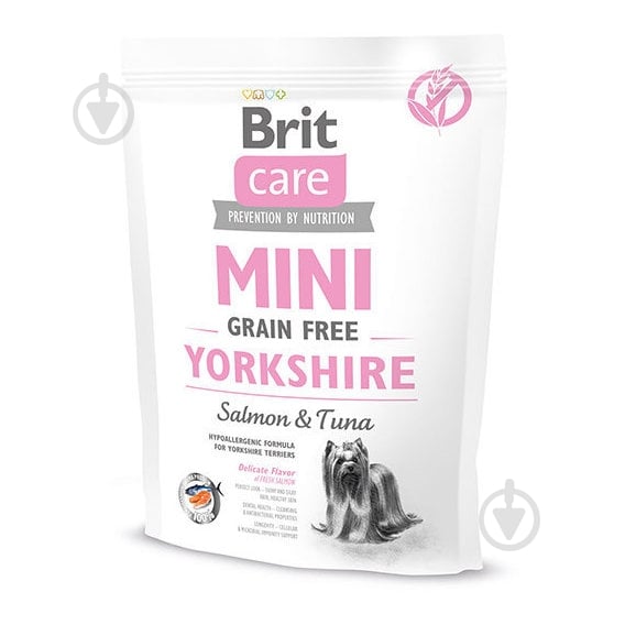 Корм Brit Care Mini Grain Free для собак йоркшир-терьер с лососем и тунцом, 400г, 170780 400 г - фото 1