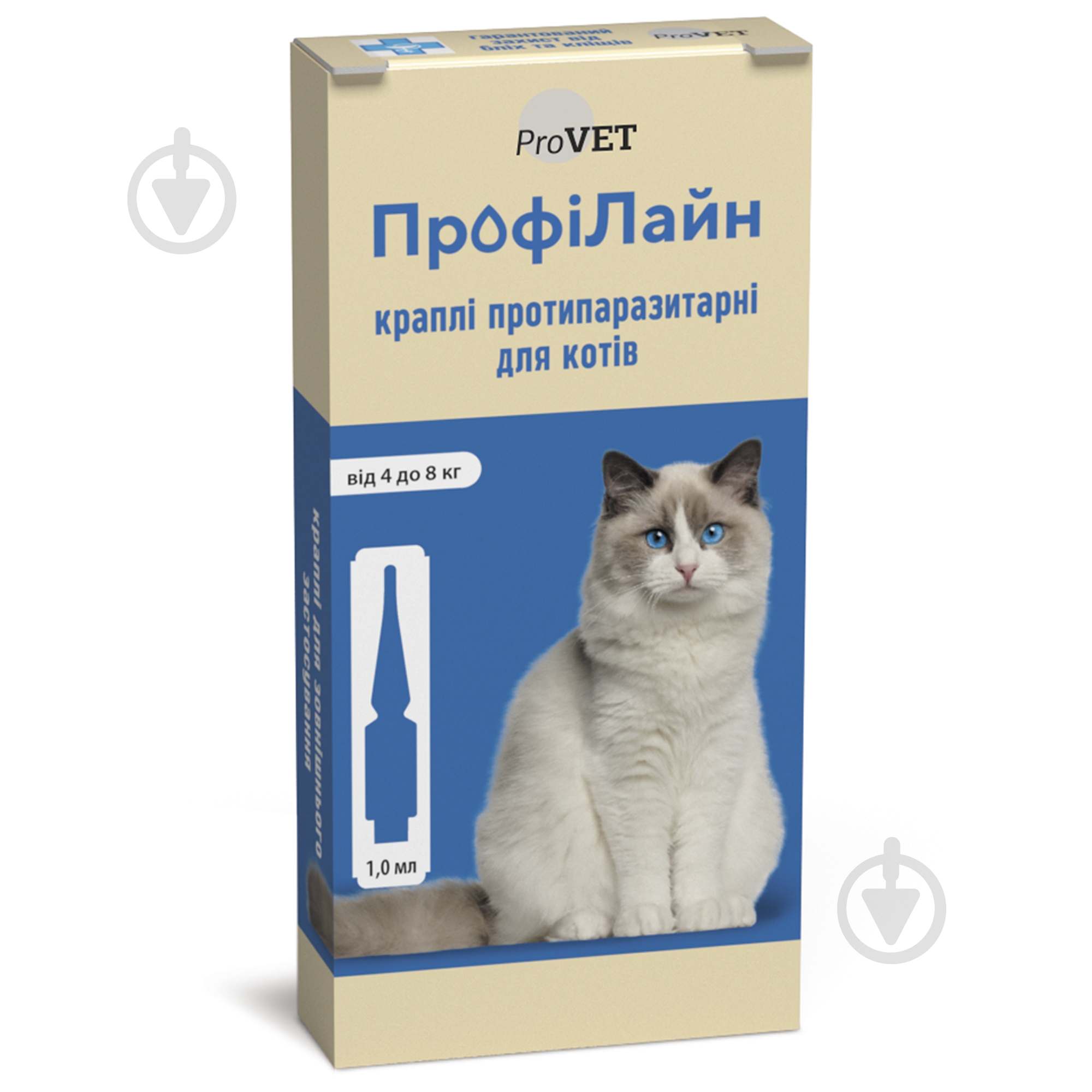 Капли ProVET ПрофиЛайн от блох и клещей для кошек весом 4-8 кг по 1 мл - фото 1