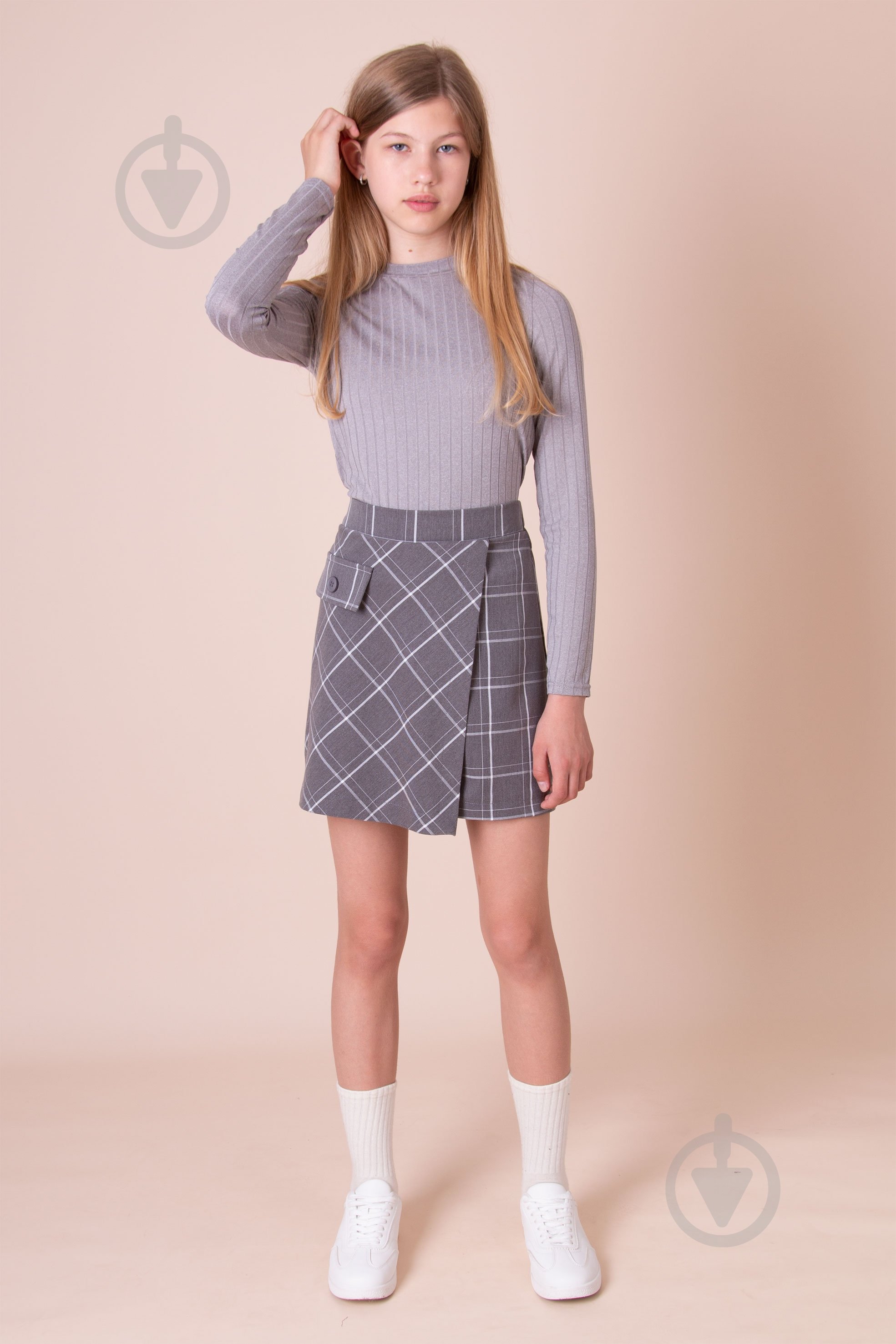 Спідниця шкільна (03) Mevis р.152 сірий Арт. 5163 - фото 2