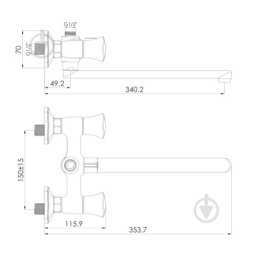 Смеситель для ванны Imprese Izera f03210501AA - фото 2