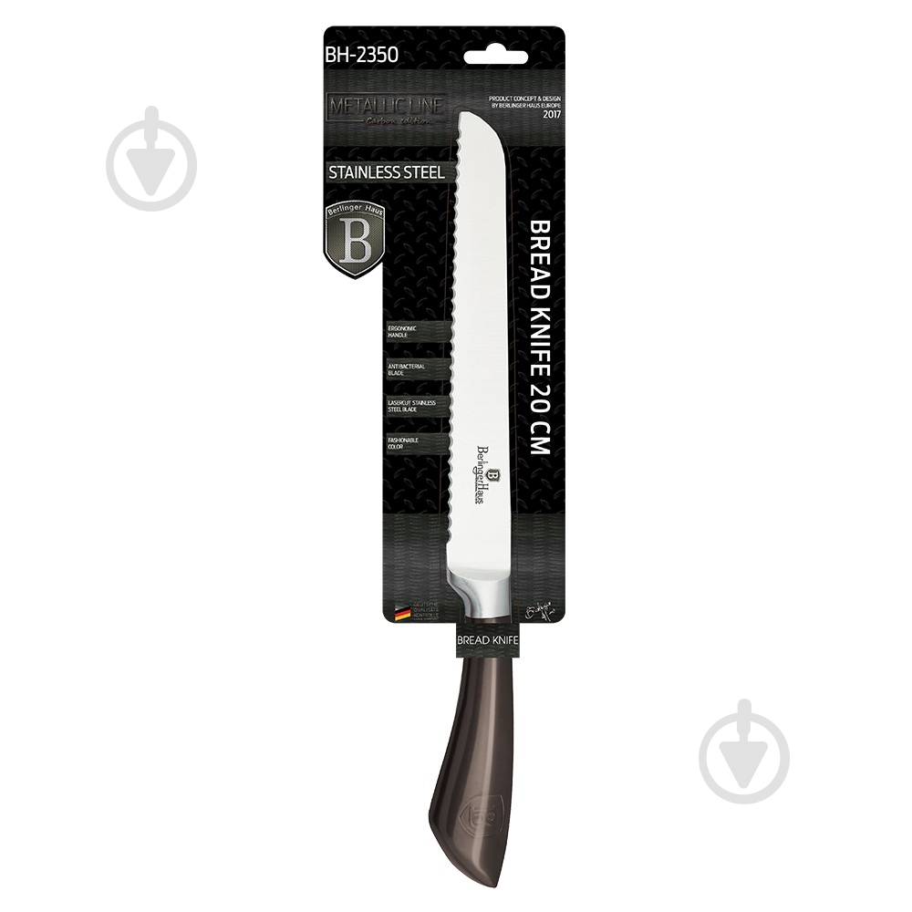 Нож для хлеба Berlinger Haus Metallic Line CARBON Edition 20 см BH 2350 - фото 2
