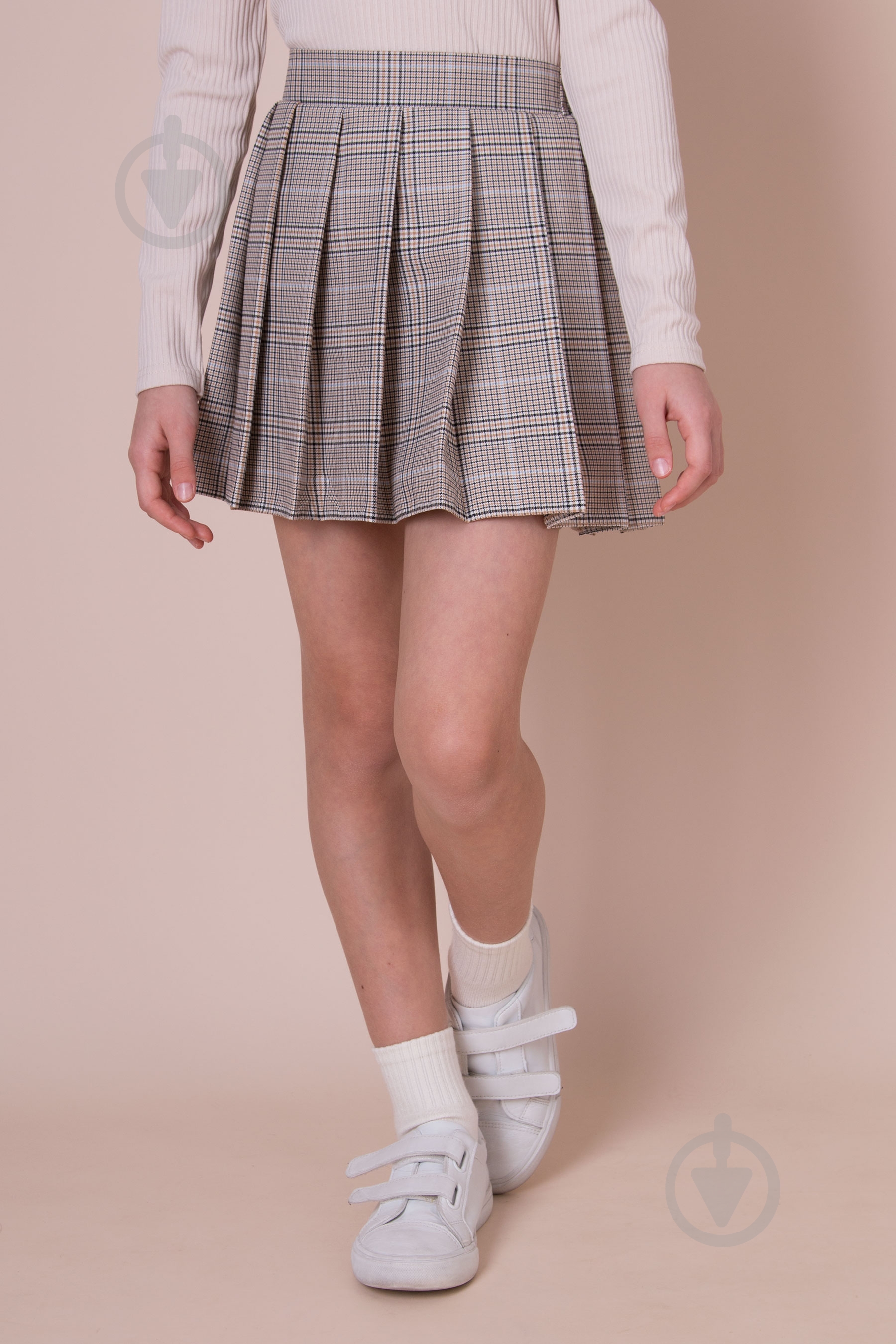 Спідниця шкільна (02) Mevis р.122 бежевий Арт. 5363 - фото 1