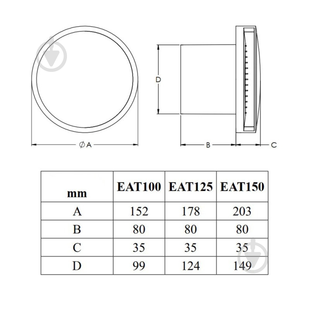 Вентилятор EUROPLAST E-extra EAT125S - фото 2