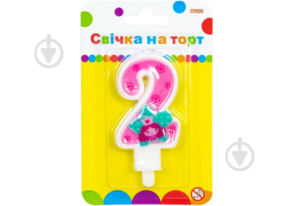 Свеча Цифра Princess "2" 7,62 см Maxi - фото 1