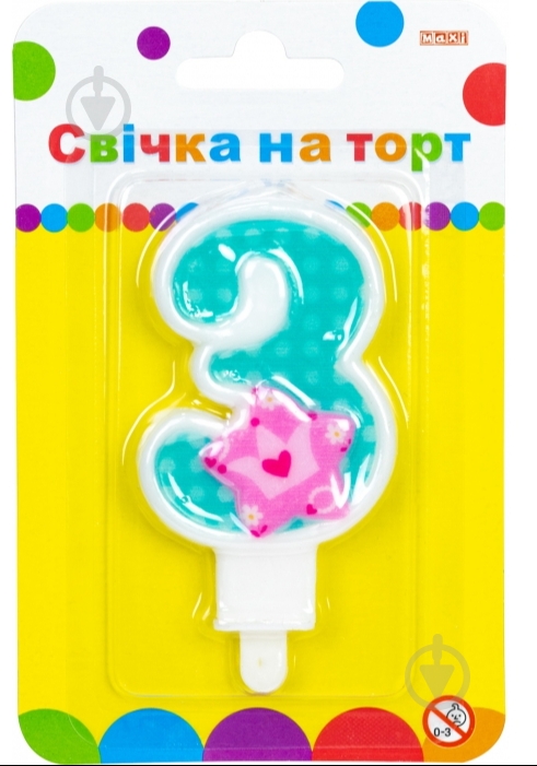 Свеча Цифра Princess "3" 7,62 см Maxi - фото 1