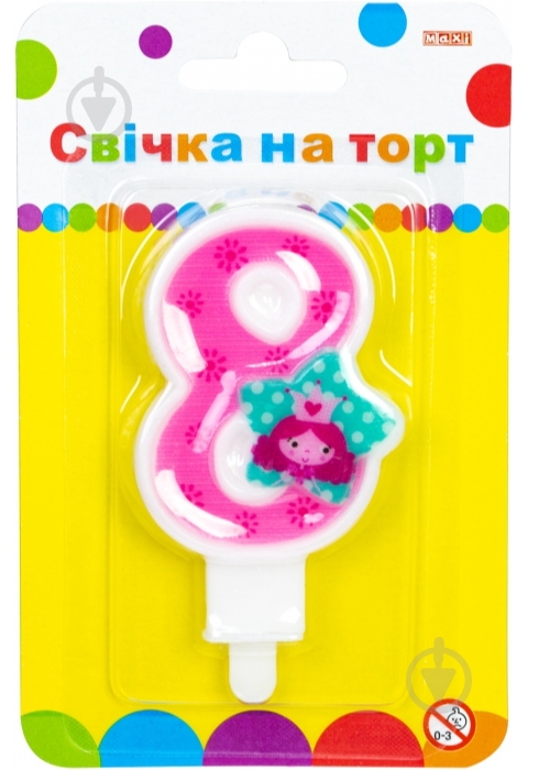 Свічка Цифра Princess "8" 7,62 см Maxi - фото 1 Свічка Цифра Princess "8" 7,62 см Maxi - фото 1